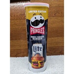 Pringles Beer Cheese Burger Limited Edition Miller Lite Collab Snack Chips